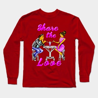 Valentines Day Share the Love 8 Bit Art Long Sleeve T-Shirt